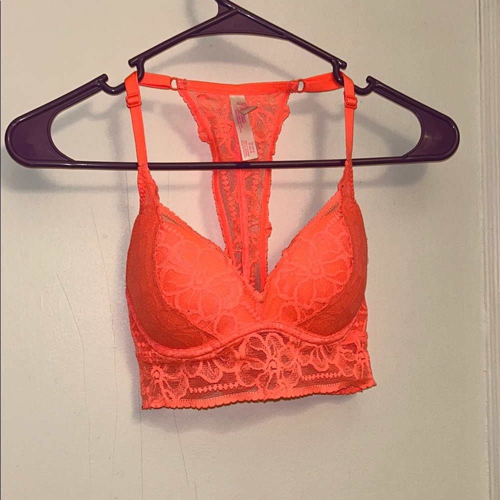 PINK Victoria's Secret Orange Lace Bras with Adjustable Straps